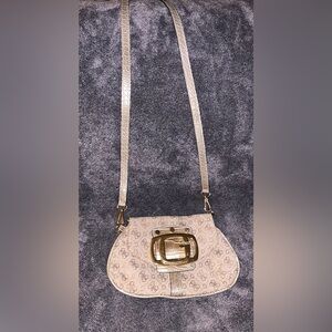 Guess Cream Crossbody Bag with Gold Accents